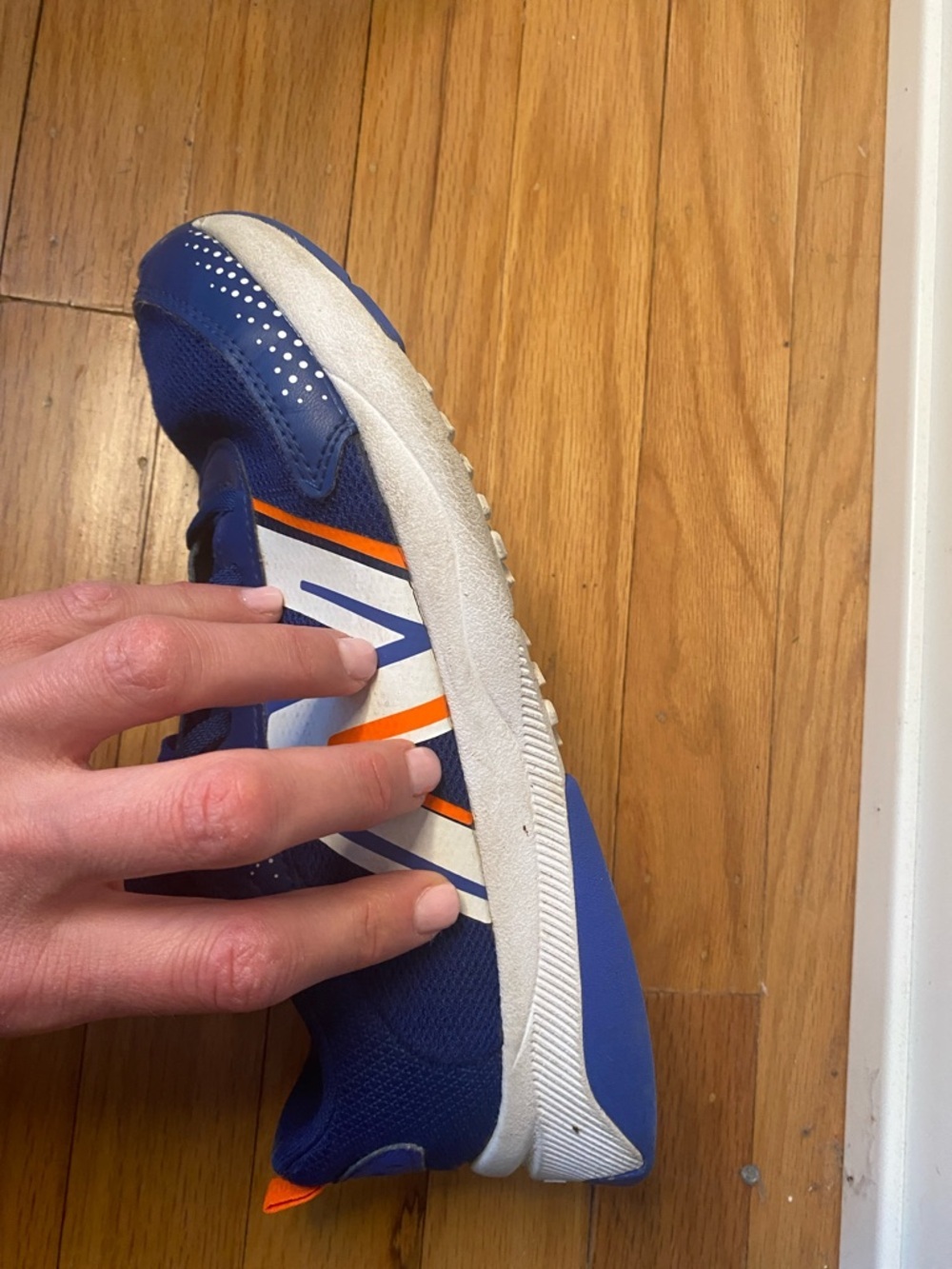 New Balance Blue Kids Sneakers with Orange and White Details - Picture 12 of 12